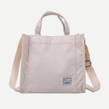 Corduroy Messenger Bag Shoulder Bag Letter Patch Top Handle Shopper Bag