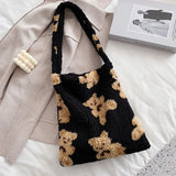 Cartoon Bear Print Underarm Bag Women Large Capacity Handbag