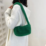 Plush Underarm Bags Solid Women Top-handle Bags Casual Shoulder Bags