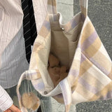 Soft Large Capacity Plaid Handbag for Women