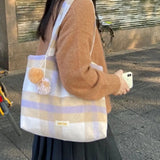 Soft Large Capacity Plaid Handbag for Women