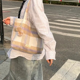 Soft Large Capacity Plaid Handbag for Women