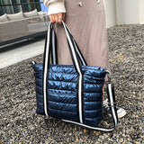 Autumn Winter Women Space Padded Bags Portable Nylon Tote Bag