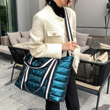 Autumn Winter Women Space Padded Bags Portable Nylon Tote Bag