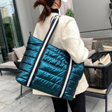 Autumn Winter Women Space Padded Bags Portable Nylon Tote Bag