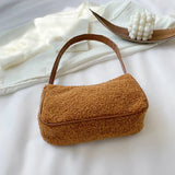 Woolen Handbag Totes Women Solid Underarm Shoulder Bags
