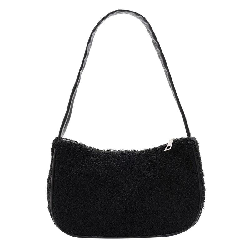 Autumn Winter Woolen Handbag Totes Women Solid Underarm Shoulder Bags