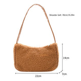 Woolen Handbag Totes Women Solid Underarm Shoulder Bags