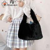 Plush Fluffy Tote Bag for Women Casual Furry Large Winter Shoulder Handbag