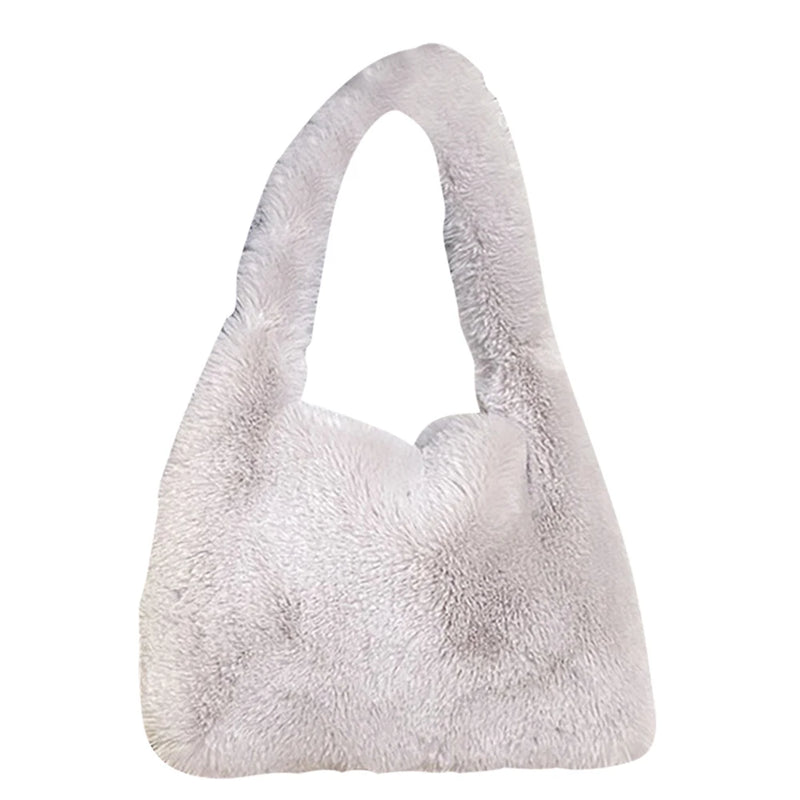 Plush Fluffy Tote Bag for Women Casual Furry Large Winter Shoulder Handbag