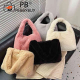 Plush Fluffy Tote Bag for Women Casual Furry Large Winter Shoulder Handbag