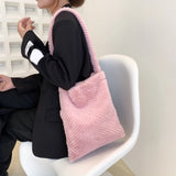 Soft Plush Handbags Fluffy Women's Totes Bags Solid Ladies Shoulder Bags