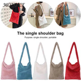 Large Capacity Girls School Bag Soft Plush Fur Tote for Travel Work