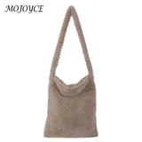 Large Capacity Girls School Bag Soft Plush Fur Tote for Travel Work