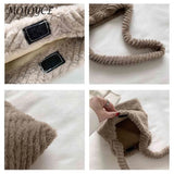 Large Capacity Girls School Bag Soft Plush Fur Tote for Travel Work
