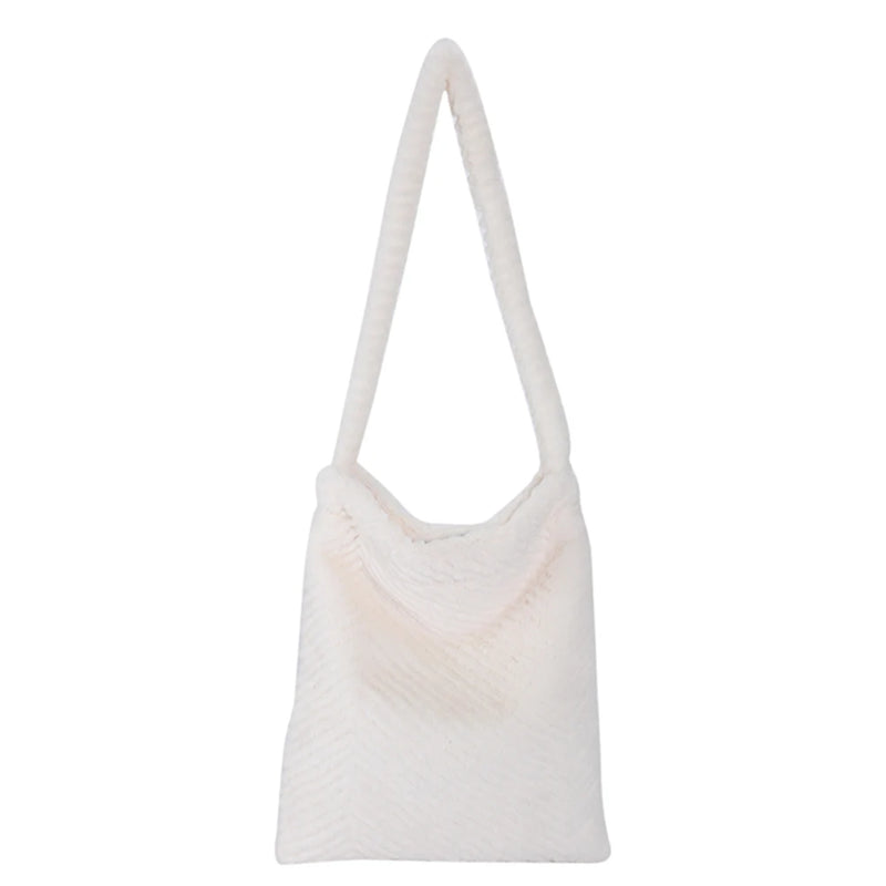 Large Capacity Girls School Bag Soft Plush Fur Tote for Travel Work