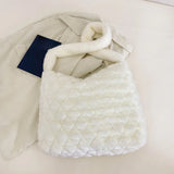 Plush Soft Hand Bag Solid Rhombus Lady Satchel