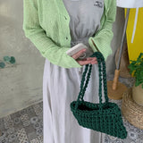 Korea DIY Handbag Cotton Rope Weaving Braided Portable Handbag