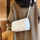 Autumn Winter Ladies Rhombus Pattern Plush Crossbody Bag