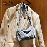 Plush Shoulder Bag Rhombus Pattern Crossbody Bag