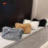 Plush Shoulder Bag Rhombus Pattern Crossbody Bag