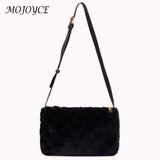 Plush Rhombus Pattern Crossbody Bag for Women