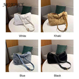 Plush Rhombus Pattern Crossbody Bag for Women