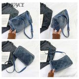 Plush Rhombus Pattern Crossbody Bag for Women