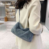 Plush Rhombus Pattern Crossbody Bag for Women