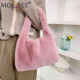 Plush Fluffy Tote Bags for Women, Large Capacity Soft Furry Handbags