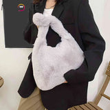 Plush Fluffy Tote Bags for Women, Large Capacity Soft Furry Handbags