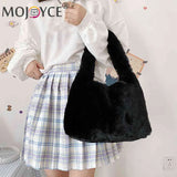 Plush Fluffy Tote Bags for Women, Large Capacity Soft Furry Handbags