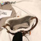 Lamb Wool Messenger Bag Vintage Faux Fur Tote Soft Casual