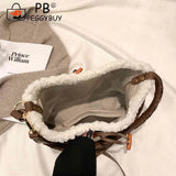 Lamb Wool Stitching Faux Fur Tote for Holiday Party