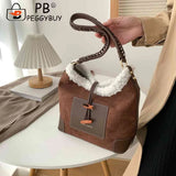 Lamb Wool Stitching Faux Fur Tote for Holiday Party
