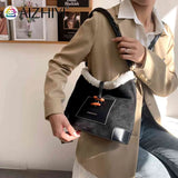 Lamb Wool Messenger Bag Vintage Faux Fur Tote Soft Casual