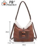 Lamb Wool Stitching Faux Fur Tote for Holiday Party