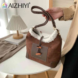 Lamb Wool Messenger Bag Vintage Faux Fur Tote Soft Casual