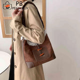 Lamb Wool Stitching Faux Fur Tote for Holiday Party