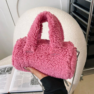 Lamb Plush Bag Chain Messenger Bag Niche Handbag