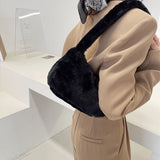 Autumn Winter Women Solid Plush Underarm Shoulder Bags Casual Small Handbags