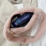 Autumn Winter Women Solid Plush Underarm Shoulder Bags Casual Small Handbags