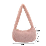 Autumn Winter Women Solid Plush Underarm Shoulder Bags Casual Small Handbags