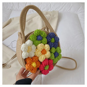 Autumn Winter Style Women's Hand Knitting Printing Crossbody Bag
