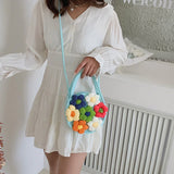 Autumn Winter Style Women's Hand Knitting Printing Crossbody Bag