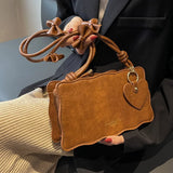 Women Bow PU Leather Underarm Bag Retro Handbag