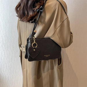 Women Bow PU Leather Underarm Bag Retro Handbag