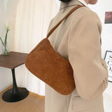 Autumn Winter Retro Corduroy Shoulder Bag Chain Solid Plush Handbag