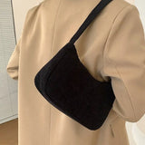 Autumn Winter Retro Corduroy Shoulder Bag Chain Solid Plush Handbag