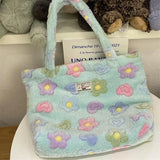 Autumn Winter Women's Flower Print Shoulder Large Capacity Handbag